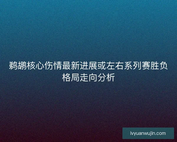 鹈鹕核心伤情最新进展或左右系列赛胜负格局走向分析